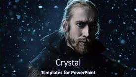  Presentation with pilgrim - Presentation design having portrait of a medieval pilgrim in old historical clothes over winter background historical reenactment background and a wine colored foreground