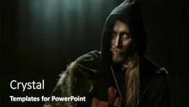  Presentation with pilgrim - Presentation enhanced with portrait-of-a-medieval-pilgrim background and a black colored foreground