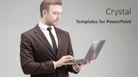  Presentation with space suit - Slide deck featuring portrait-of-a-middle-aged background and a light gray colored foreground