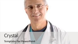  Presentation with lab coat - Slide deck enhanced with portrait of a middle aged background and a  colored foreground