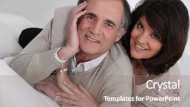  Presentation with middle ages portrait - Colorful PPT theme enhanced with portrait of a middle-aged backdrop and a  colored foreground