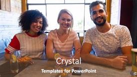  Presentation with pub - Cool new slide deck with portrait-of-a-mixed-race backdrop and a tawny brown colored foreground