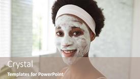  Presentation with self care - Cool new PPT theme with portrait-of-a-mixed-race backdrop and a coral colored foreground