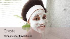  Presentation with social distancing - Presentation consisting of portrait-of-a-mixed-race background and a mint green colored foreground