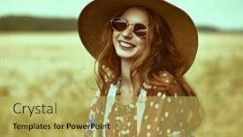  Presentation with bohemian - Beautiful presentation theme featuring portrait-of-a-modern-hippie backdrop and a yellow colored foreground