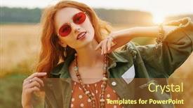  Presentation with hippie - PPT theme having portrait-of-a-modern-hippie background and a red colored foreground