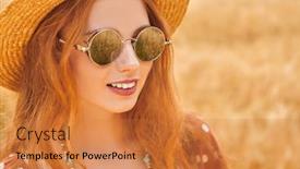  Presentation with hippie - Slide set featuring portrait-of-a-modern-hippie background and a gold colored foreground