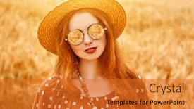  Presentation with bohemian - Cool new slide set with portrait-of-a-modern-hippie backdrop and a gold colored foreground
