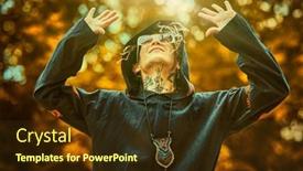  Presentation with shaman - Theme featuring portrait-of-a-modern-male background and a tawny brown colored foreground