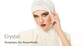  Presentation with beauty cosmetics - Audience pleasing presentation theme consisting of portrait-of-a-modern-muslim backdrop and a cream colored foreground