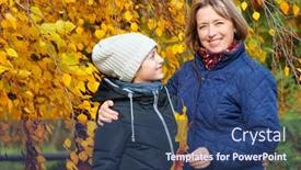  Presentation with children talking - Presentation theme with portrait-of-a-mother background and a ocean colored foreground