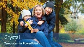  Presentation with children talking - PPT theme consisting of portrait-of-a-mother background and a ocean colored foreground