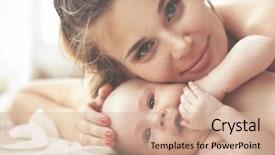  Presentation with mother baby - Slides with portrait of a mother background and a coral colored foreground