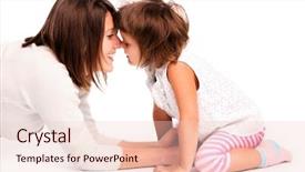  Presentation with mother baby clipart - Presentation theme featuring portrait of a mother and her baby girl touching noses over white background background and a lemonade colored foreground