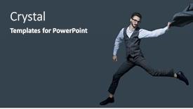  Presentation with success business - Theme consisting of portrait-of-a-motivated-businessman background and a tawny brown colored foreground