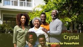  Presentation with home garden - Slide deck enhanced with portrait-of-a-multi-generation background and a tawny brown colored foreground