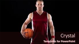  Presentation with team player - Cool new PPT theme with portrait-of-a-muscular-caucasian backdrop and a wine colored foreground