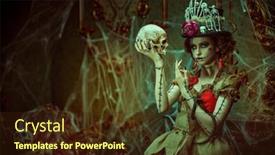  Presentation with old house - PPT layouts with portrait-of-a-mysterious and a wine colored foreground