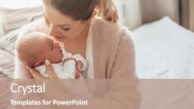  Presentation with home - Beautiful presentation theme featuring portrait of a newborn baby backdrop and a coral colored foreground