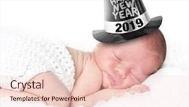  Presentation with new year 2019 - Presentation theme consisting of portrait of a newborn baby background and a lemonade colored foreground