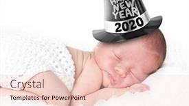  Presentation with new year 2020 - Presentation theme with portrait-of-a-newborn-baby background and a lemonade colored foreground