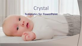  Presentation with newborn baby - PPT theme with portrait-of-a-newborn-baby background and a sky blue colored foreground