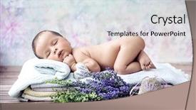  Presentation with fine art - Colorful slide deck enhanced with portrait of a newborn baby backdrop and a sky blue colored foreground