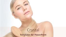  Presentation with hair salon - Beautiful slides featuring portrait of a nice girl in the beauty salon fashion model wearing natural makeup combing hair healthy strong hair concept copy space backdrop and a lemonade colored foreground