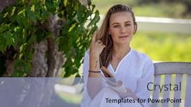  Presentation with peaceful - PPT theme enhanced with portrait-of-a-nice-woman background and a light blue colored foreground