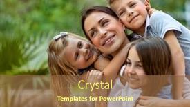  Presentation with everyone - Presentation design consisting of portrait-of-a-nice-young background and a tawny brown colored foreground