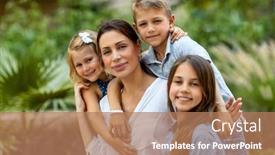  Presentation with spring break for kids - Slide set with portrait-of-a-nice-young background and a coral colored foreground