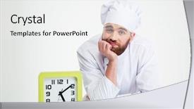  Presentation with cook chef - PPT theme featuring pensive chef cook leaning background and a white colored foreground