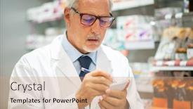  Presentation with pharmacist - PPT layouts featuring portrait-of-a-pharmacist background and a coral colored foreground