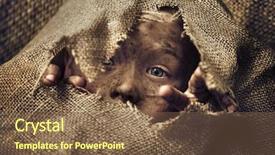  Presentation with poor child - Colorful slide set enhanced with portrait of a poor dirty backdrop and a tawny brown colored foreground