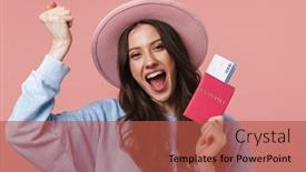  Presentation with flight - Beautiful PPT theme featuring portrait-of-a-pretty-cheerful backdrop and a red colored foreground