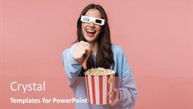  Presentation with pretty girl - Audience pleasing presentation design consisting of portrait-of-a-pretty-cheerful backdrop and a coral colored foreground