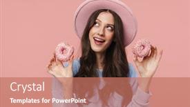  Presentation with donuts pink - Slide deck enhanced with portrait-of-a-pretty-cheerful background and a coral colored foreground