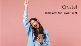  Presentation with pretty girl - Amazing PPT theme having portrait-of-a-pretty-cheerful backdrop and a coral colored foreground