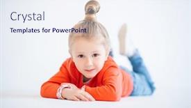  Presentation with kids fashion - Presentation theme having portrait of a pretty child girl posing in the studio over the white background kids fashion casual style beauty background and a sky blue colored foreground
