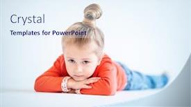  Presentation with kids fashion - Slide set with portrait-of-a-pretty-child background and a sky blue colored foreground