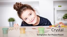  Presentation with pretty girl - Presentation theme consisting of portrait of a pretty cute background and a lemonade colored foreground