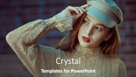  Presentation with pretty girl - Audience pleasing presentation theme consisting of portrait-of-a-pretty-modern backdrop and a gray colored foreground