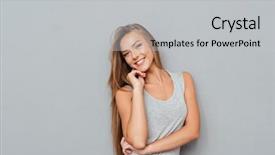  Presentation with pretty girl - Audience pleasing PPT theme consisting of portrait of a pretty smiling backdrop and a light gray colored foreground
