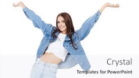  Presentation with denim - PPT theme with portrait-of-a-pretty-teenage background and a  colored foreground