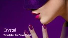  Presentation with theatre mask - Theme having portrait-of-a-pretty-woman background and a violet colored foreground