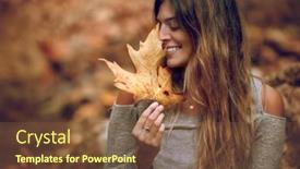  Presentation with dry forest - PPT layouts consisting of portrait-of-a-pretty-woman background and a tawny brown colored foreground