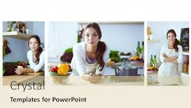  Presentation with glass - Theme consisting of portrait-of-a-pretty-woman background and a lemonade colored foreground