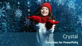  Presentation with kids fashion - PPT theme consisting of portrait of a pretty young girl wearing in warm clothes and accessories winter fashion for kids beauty background and a ocean colored foreground