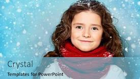  Presentation with kids fashion - Slide deck with portrait of a pretty young girl wearing a sweater and a scarf winter fashion for kids beauty background and a light blue colored foreground