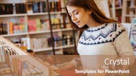 Presentation with book store - Slides featuring bookstore - portrait of a pretty young background and a coral colored foreground